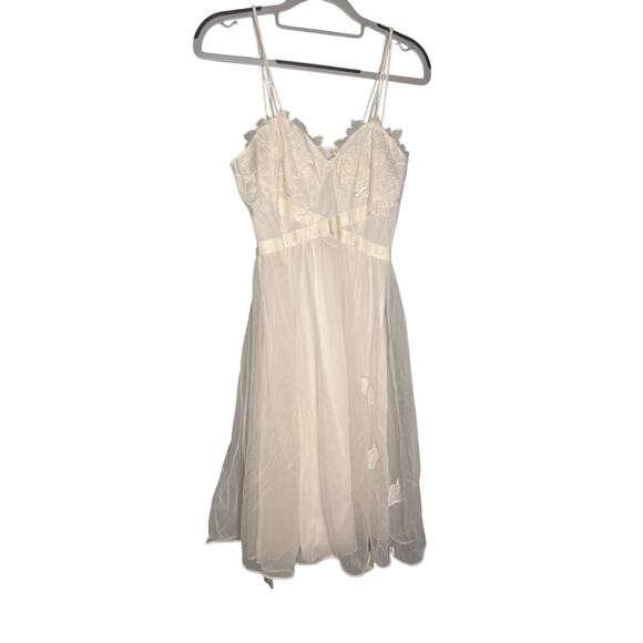 Vintage 50s Laros two piece sleepwear set peignor and nightgown lace off white - Picture 6 of 16